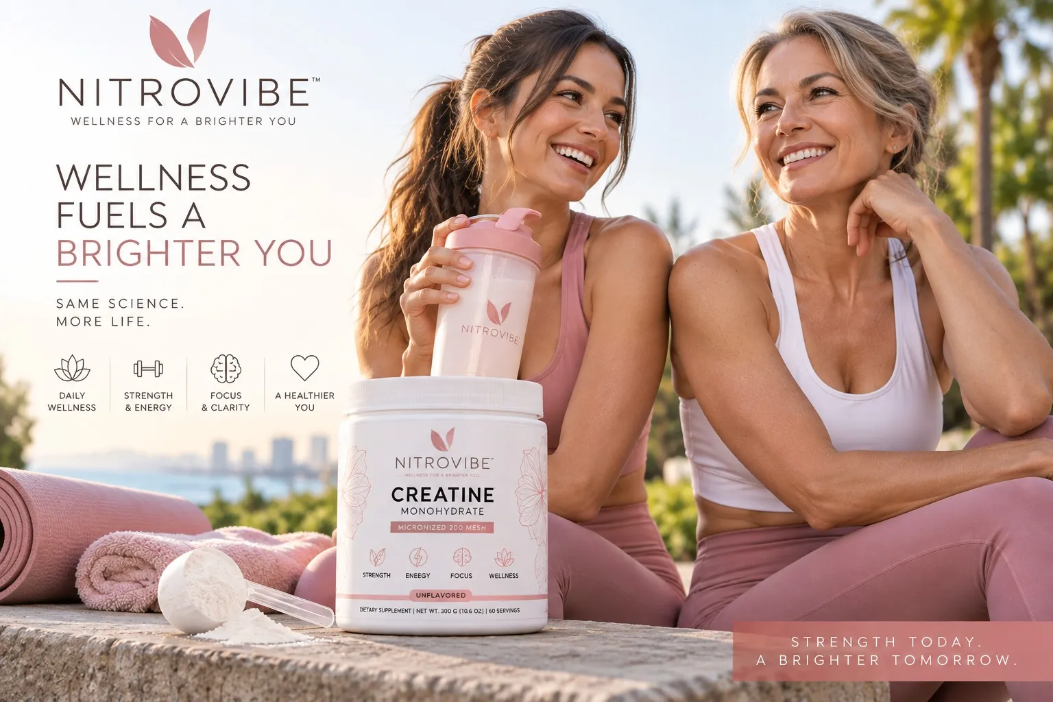 Two women with Nitrovibe creatine after training